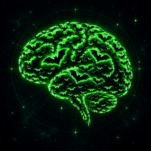 BatBrain logo — a brain formed from a colony of bats